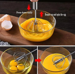 Semi-Auto Egg Beater – Hand Press Whisk