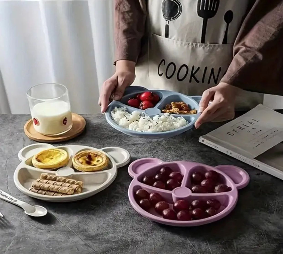 5 Bear Shape Plates With 2 Spoons And 3 Forks