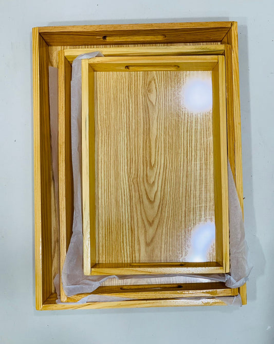 Wooden Serving Tray 3pcs Set