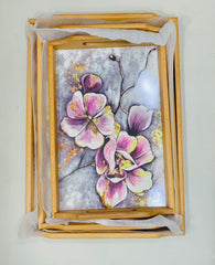Wooden Serving Tray 3pcs (Flower Design)