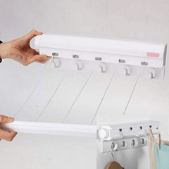 Wall Mounted 4-Line Retractable Clothesline Rope 3.2M