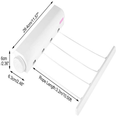Wall Mounted 4-Line Retractable Clothesline Rope 3.2M