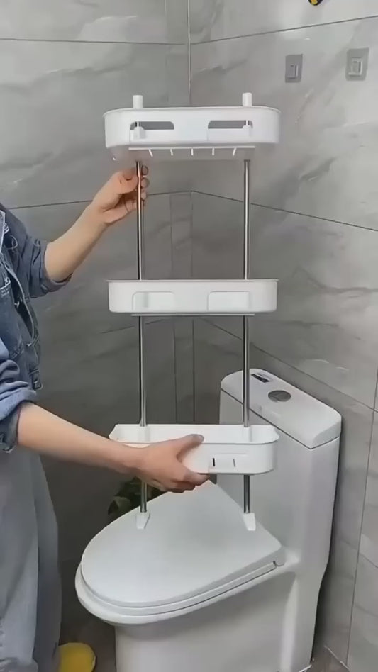 3 Layer Multipurpose Bathroom Rack - No Drilling Adhesive Storage Solution