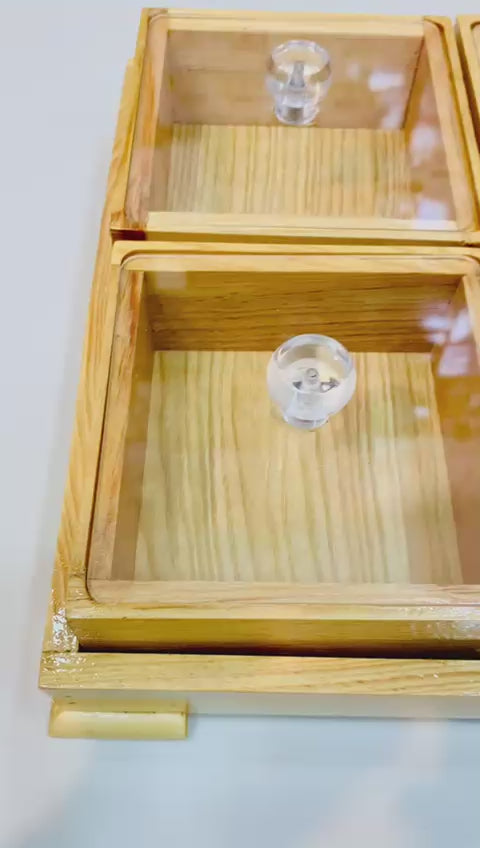 4 Grid Wooden Storage Box With Lid